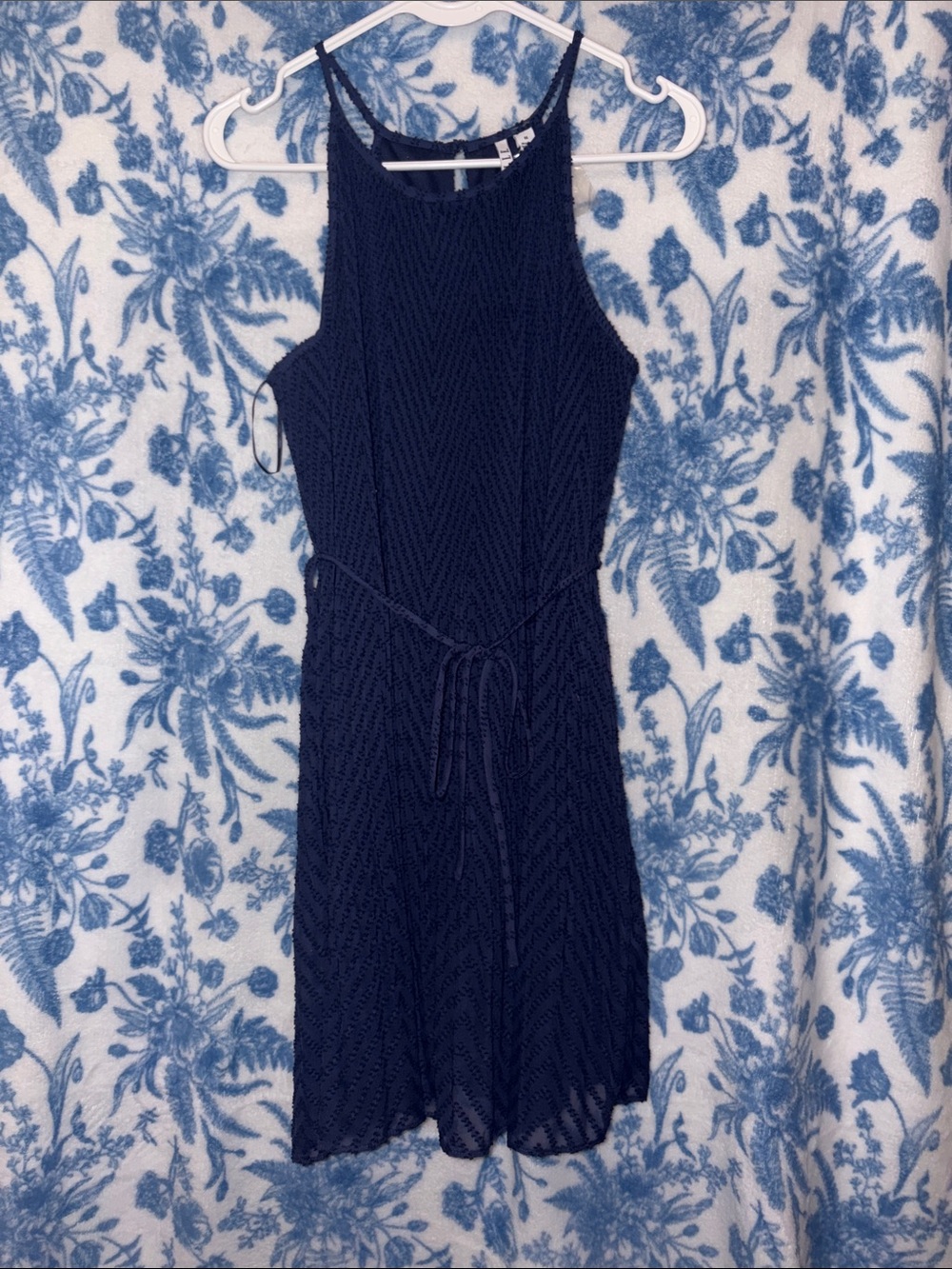 ELLE Navy Textured Halter Dress NEW